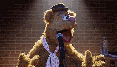 A muppet tells a bad joke.