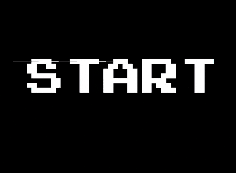A GIF of a retro video-game-style start button.