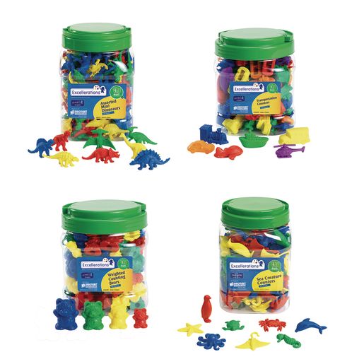Excellerations® Math Manipulatives - 4 Different Sets, 444 Pieces Total