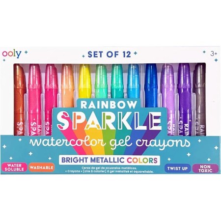 Rainbow Sparkle Metallic Watercolor Gel Crayons - Set of 12