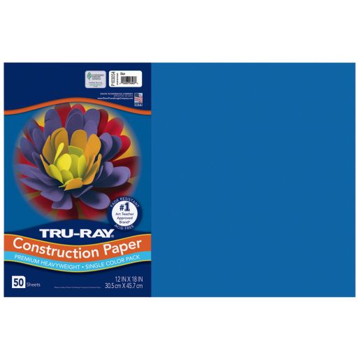 Tru-Ray® Blue Sulphite Construction Paper, 12" x 18" - 50 Sheets