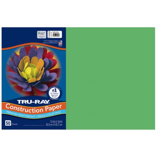 Tru-Ray® Festive Green Sulphite Construction Paper, 12" x 18" - 50 Sheets
