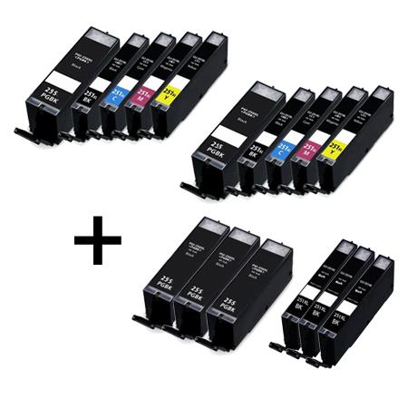 Compatible Multipack Canon PGI-255XXLBK/CLI-251XLBK/C/M/Y 2 Full Set + 6 EXTRA Black Inkjet Cartridges (16 Pack)